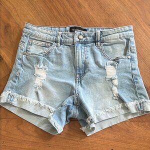 Kendall+Kylie Light Blue Distressed Denim Shorts “The Icon Short”